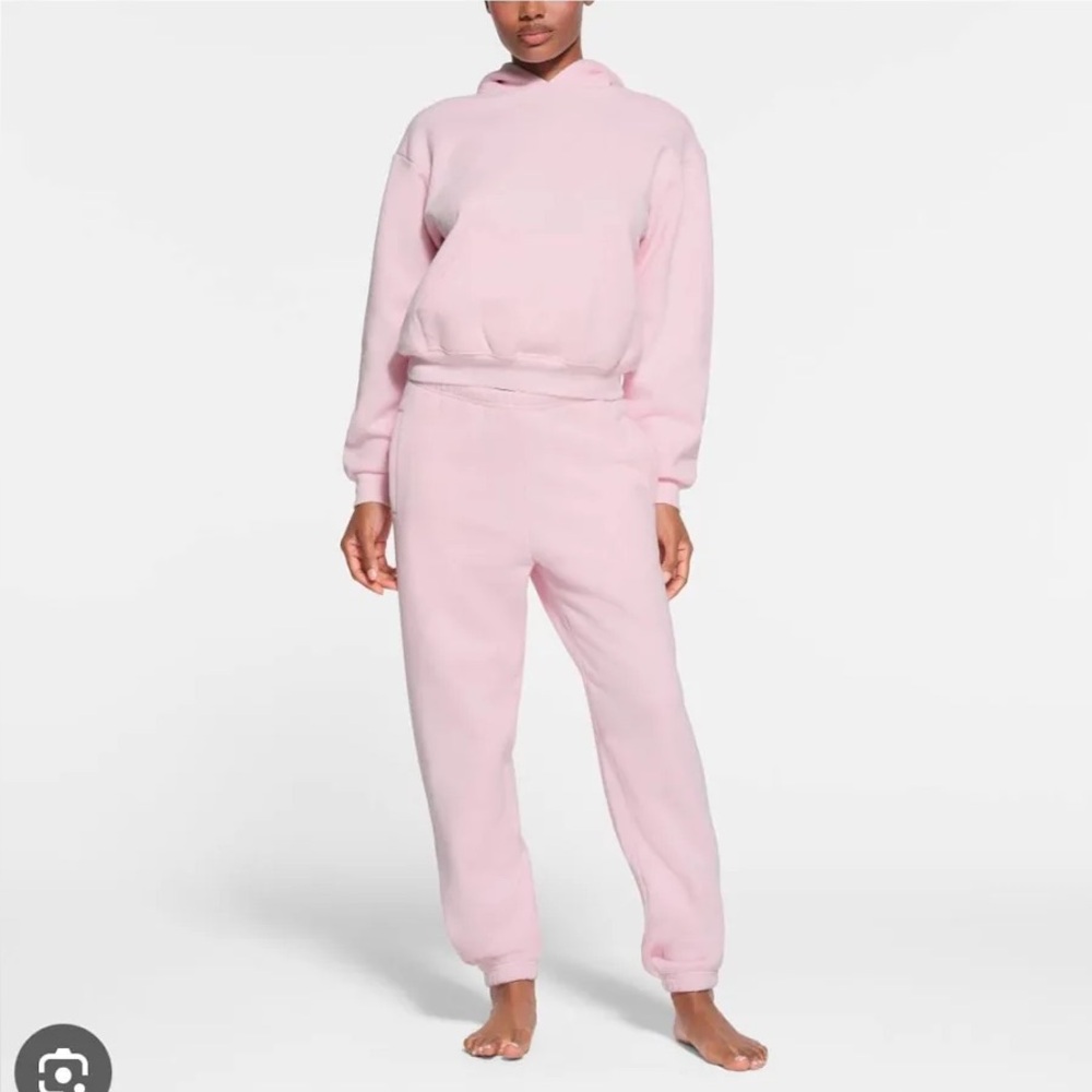SKIMS cotton fleece classic hoodie and jogger cherry blossom
